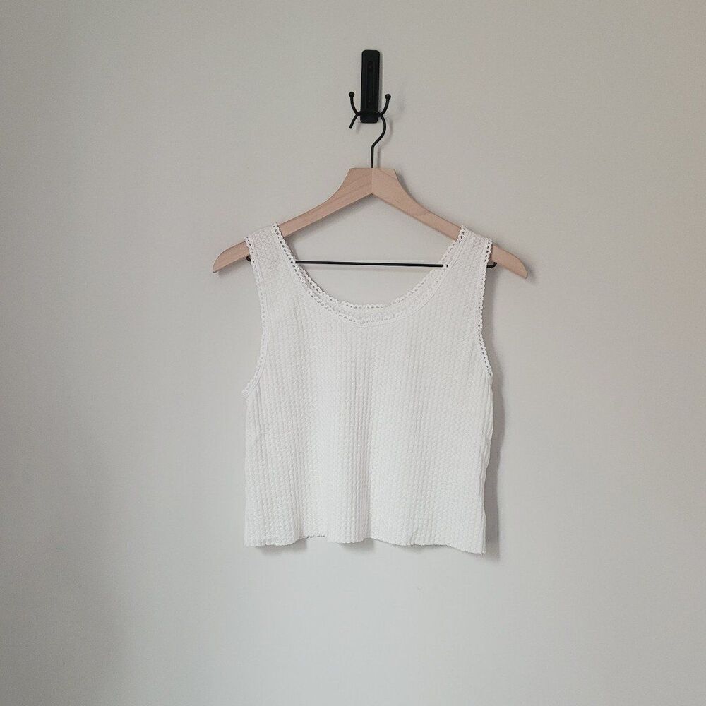 New American Eagle Waffle Cropped Tank in White Size Medium NWT